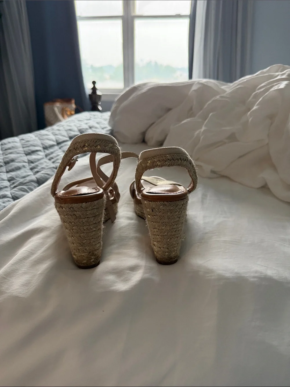 Kelly & Katie Beige Espadrille Wedge Sandals
